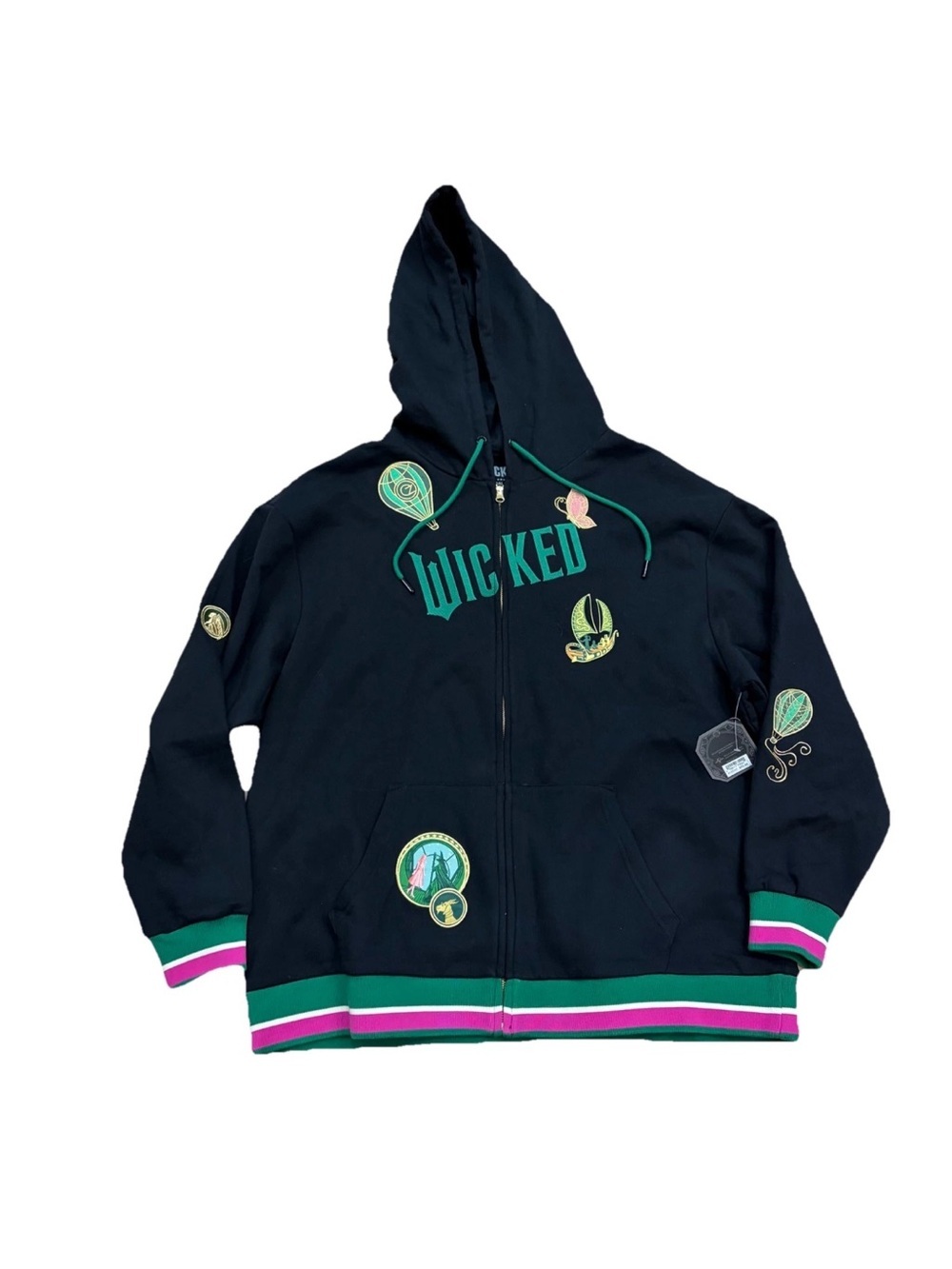New Universal Studios Wicked Emerald City Elphaba Glinda Hoodie Zip Jacket 2xL